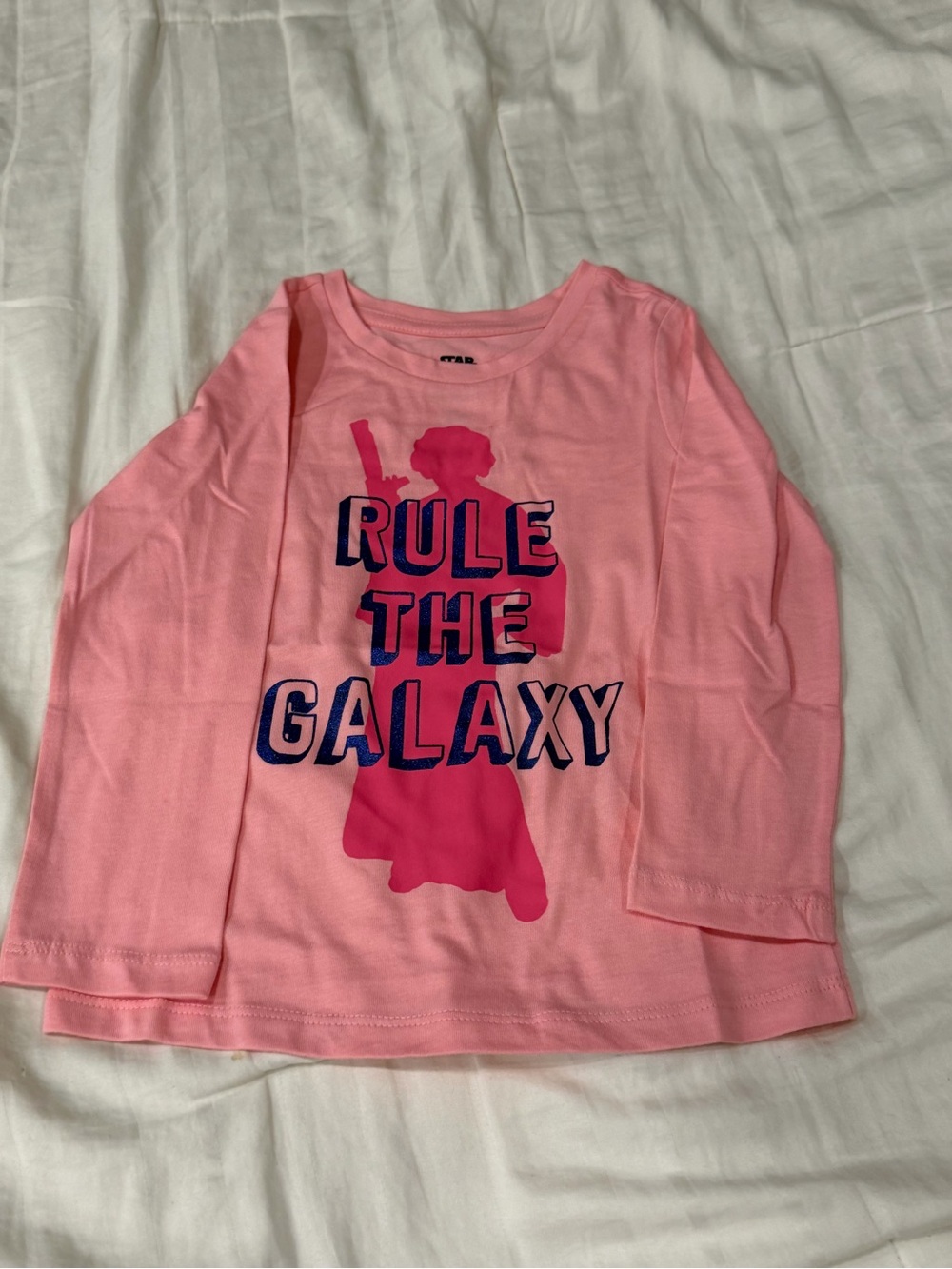 Amazon Essentials Pink Long Sleeve Shirt with Star Wars Galaxy Graphic
